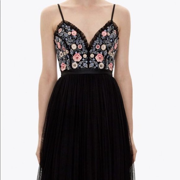 needle and thread embroidered maxi dress
